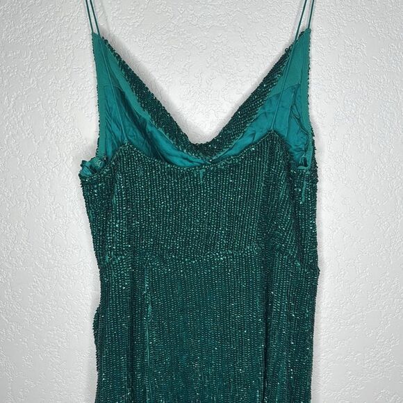 NWT Retrofete Katya Side Slit Evening Gown Large Revolve Green Sequins - Picture 9 of 15